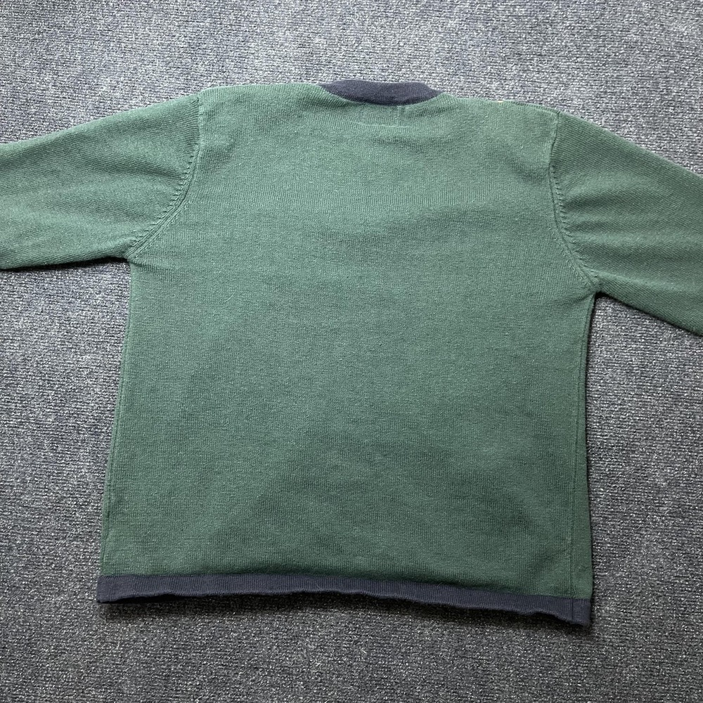 Vintage Leslie Fay Cardigan Sweater Womens Med Green Crewneck Crest Embroidered - Picture 5 of 9